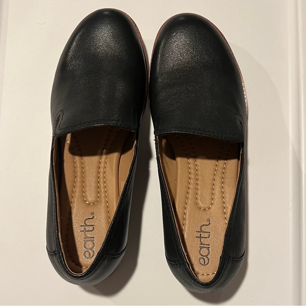 Earth Edna Womens Loafer Black Leather Size 8.5 Career Flats